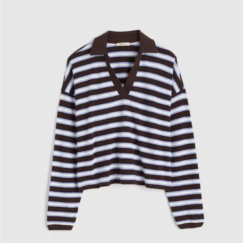 NWT S Madewell Maumau Polo purple stripe